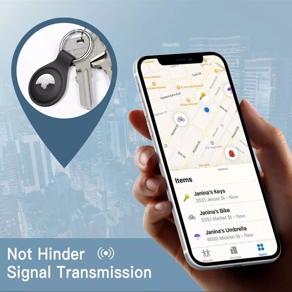 5 for $25🔥Silicone Case for AirTag with Keychain- 2 Pack- New - Picture 3 of 6